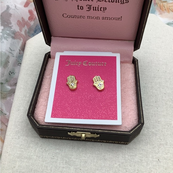 Juicy Couture Hamsa Hands Gold Stud Earrings - Picture 2 of 2